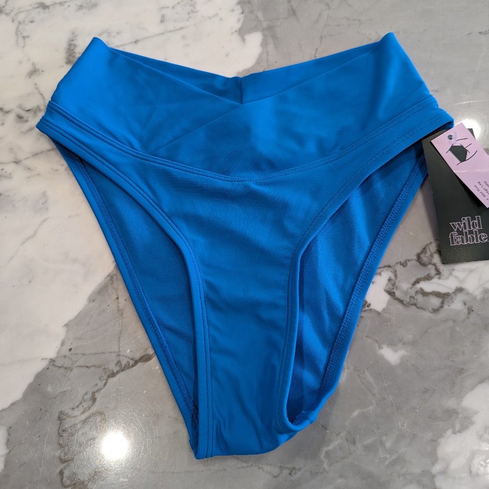 wild fable High-Waisted Cheeky Bikini Bottoms - Bright Blue